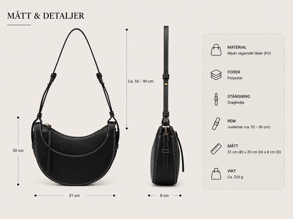 NORA — Elegant hobo-väska i mjuk mockaimitation