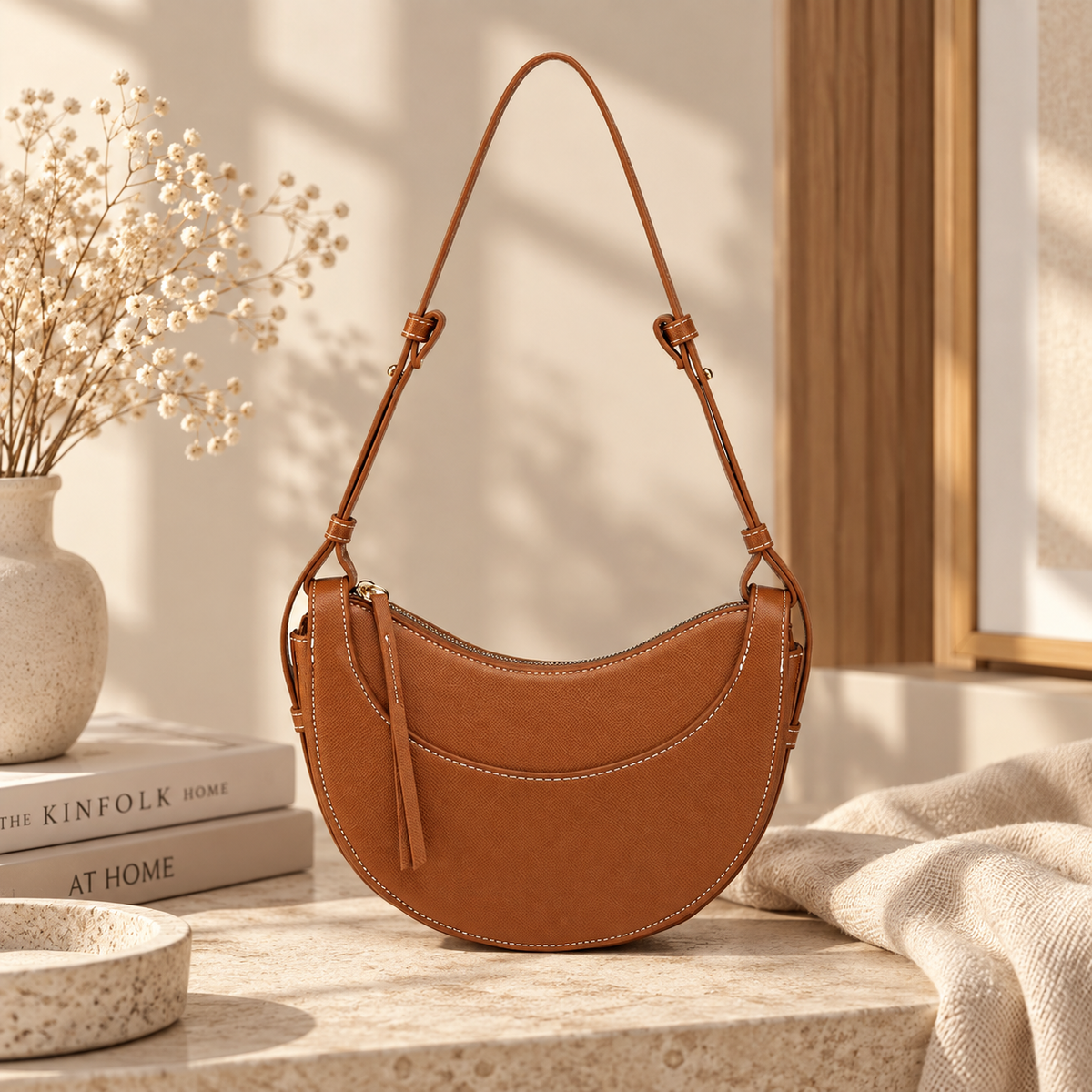 LUNA NORA – elegant hobo-väska i mockaimitation